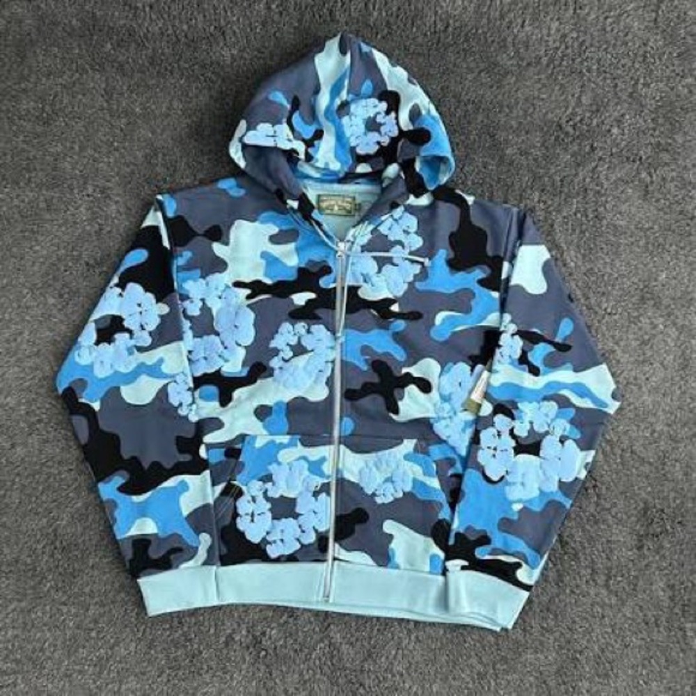 Blue Camouflage mens Hoodie